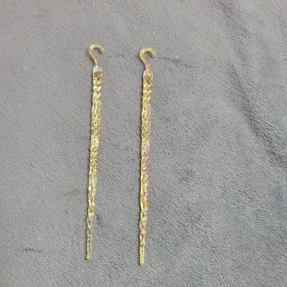 Icecycle Ornaments‎ Pair Of Twisted Plastic Hair Sticks With Hooked Ends